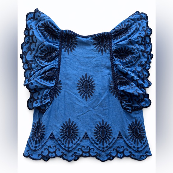 Sea New York Blue Embroidered Blue Blouse size 2 - Picture 4 of 8